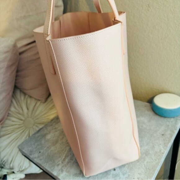 Monique Lhullier Vegan Leather Tote Bag Pink Handbag 14x18 in - Picture 8 of 14